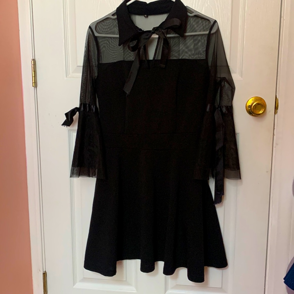 black mini dress.